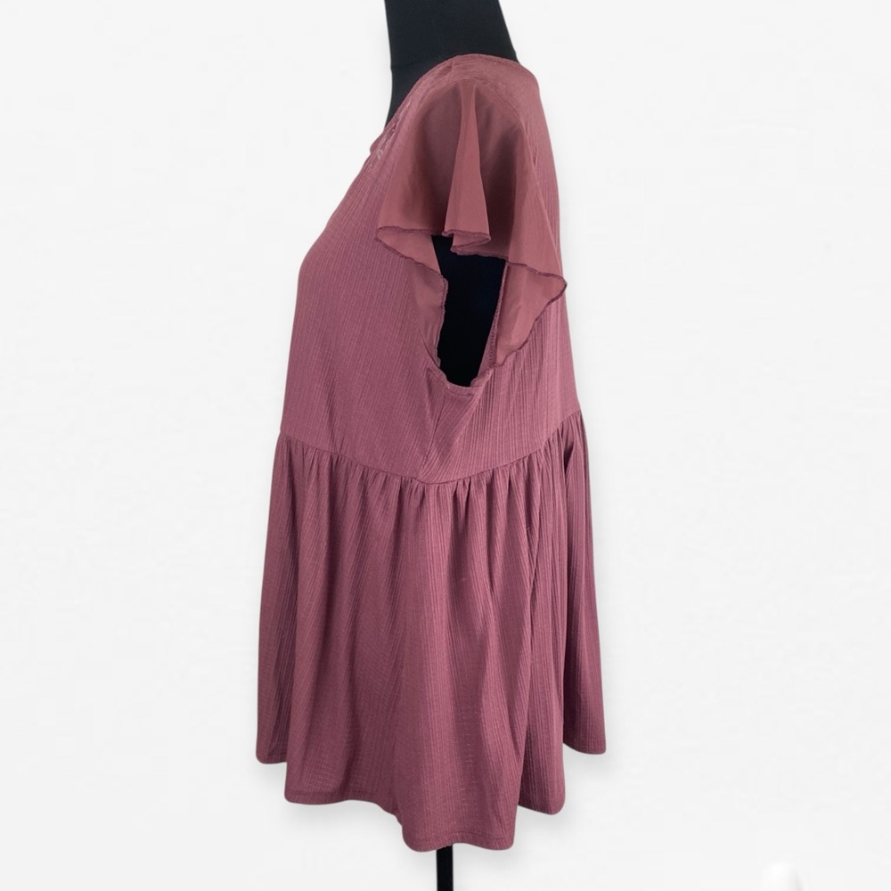 Torrid Dusty Rose Embroidered v-neck peplum empire waist Blouse Top 1 plus size - Picture 3 of 8